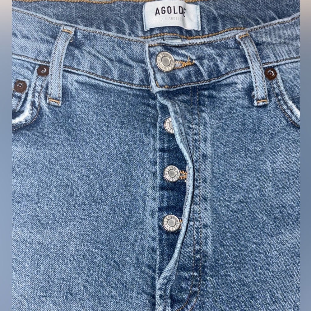 Agolde Nico High-Rise Slim Fit Jeans With Button Fly And Raw Hem Women’s Size 29 - Picture 4 of 13